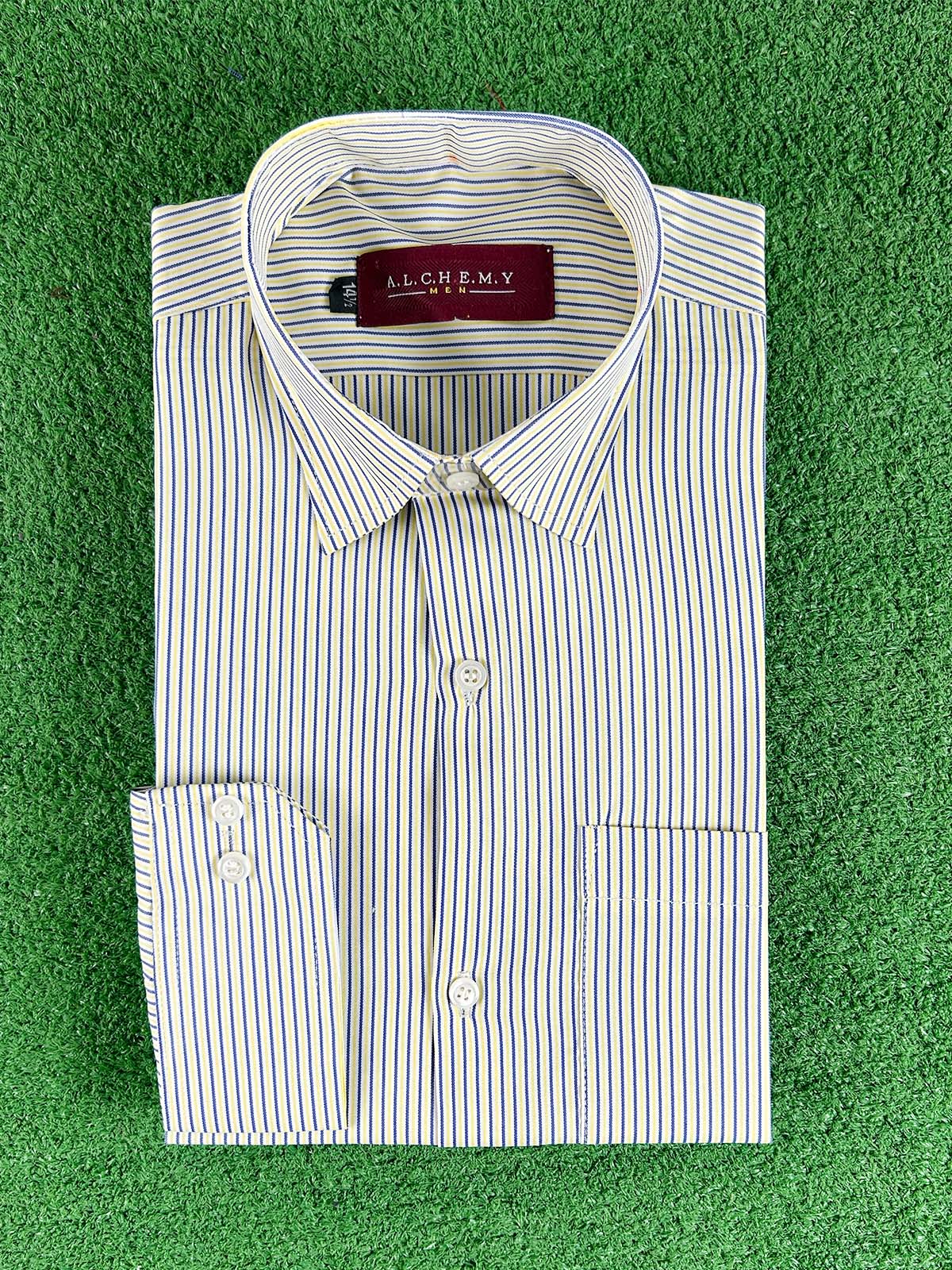 Yellow Lines Formal Dress Shirt For Men MFS387