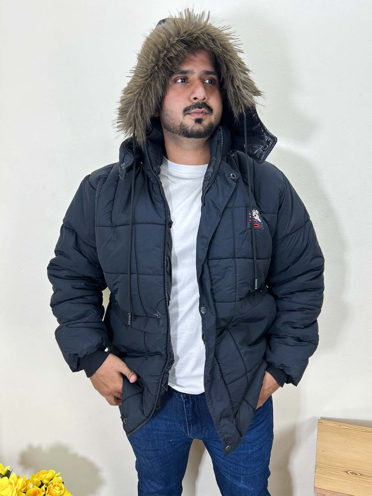 Black Puffer Jacket For Men MJ29