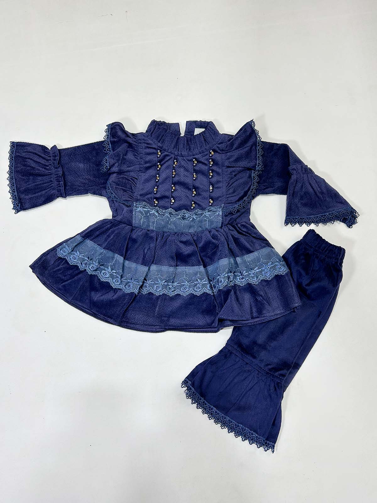 0Mth - 6Mth Velour Blue Baby Suit For Newborns RZ NBS632