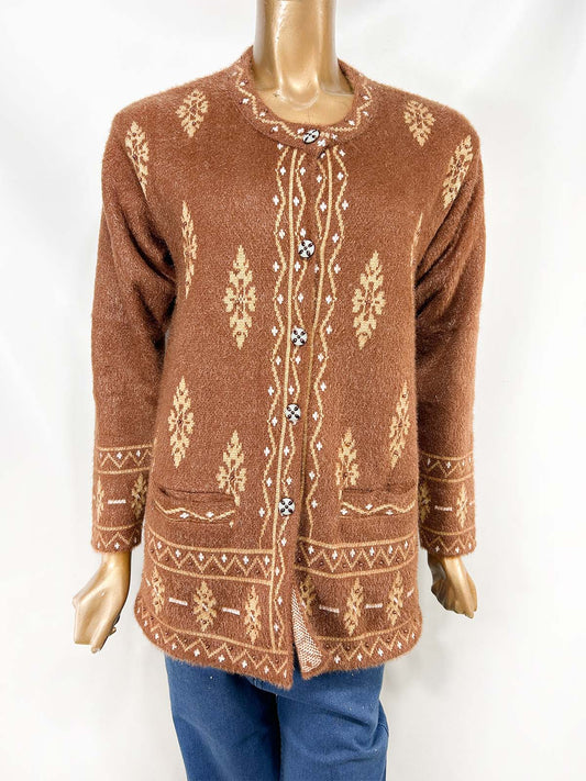 Bronze Rabbit Wool Full Sleeves Sweater For Women WSW80