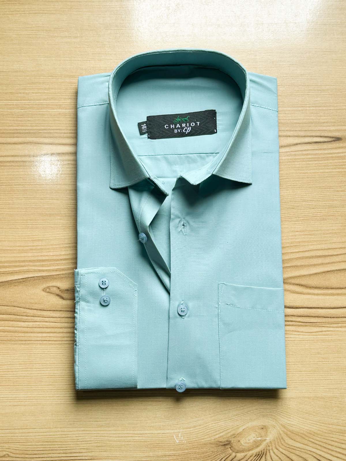 Sea Green Plain Formal Dress Shirt For Men MFS473