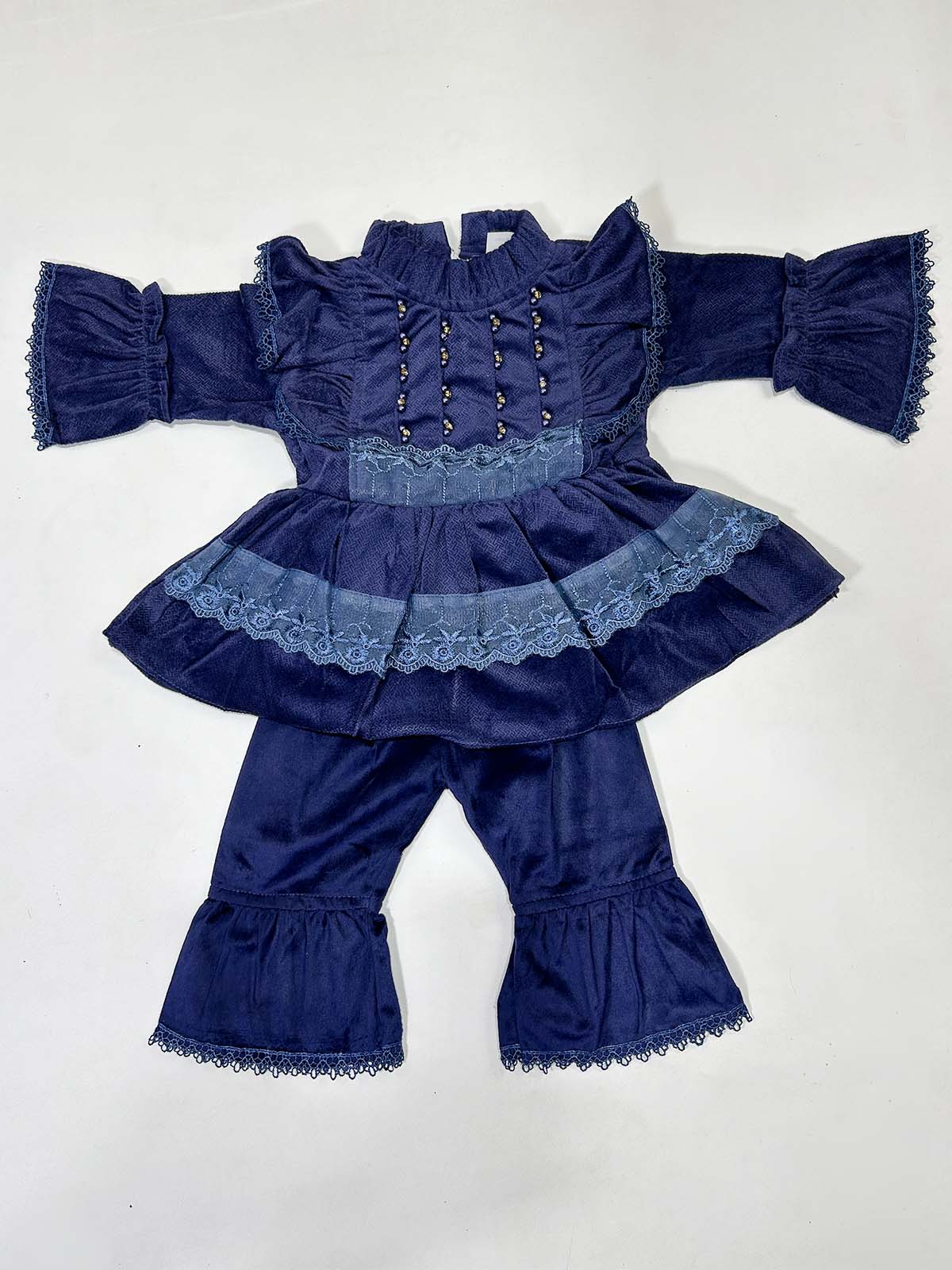 0Mth - 6Mth Velour Blue Baby Suit For Newborns RZ NBS632
