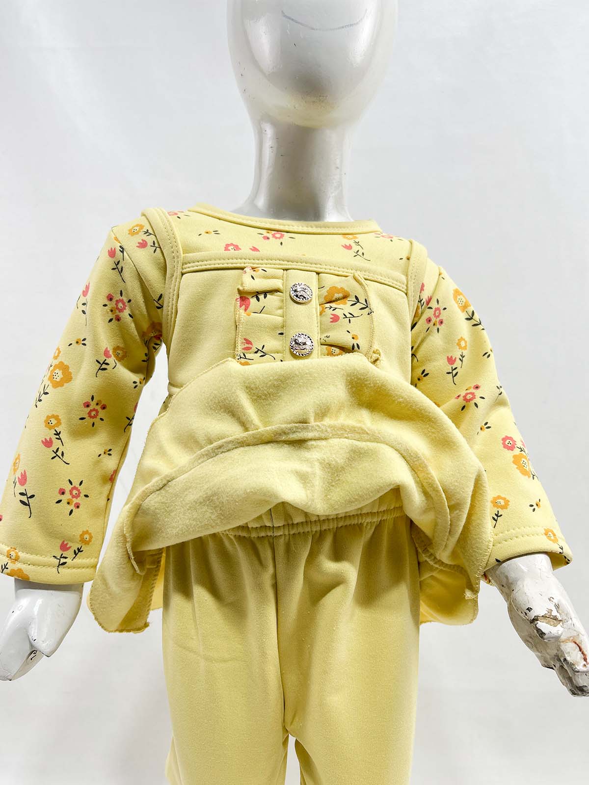 1Yr - 4Yrs Fleece Floral Yellow Suit For Girls SF GS316