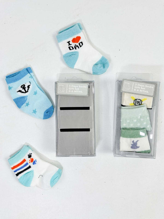 0 Mth - 6 Mth Pack Of 3 Socks for Newborn - Multicolor NBC42