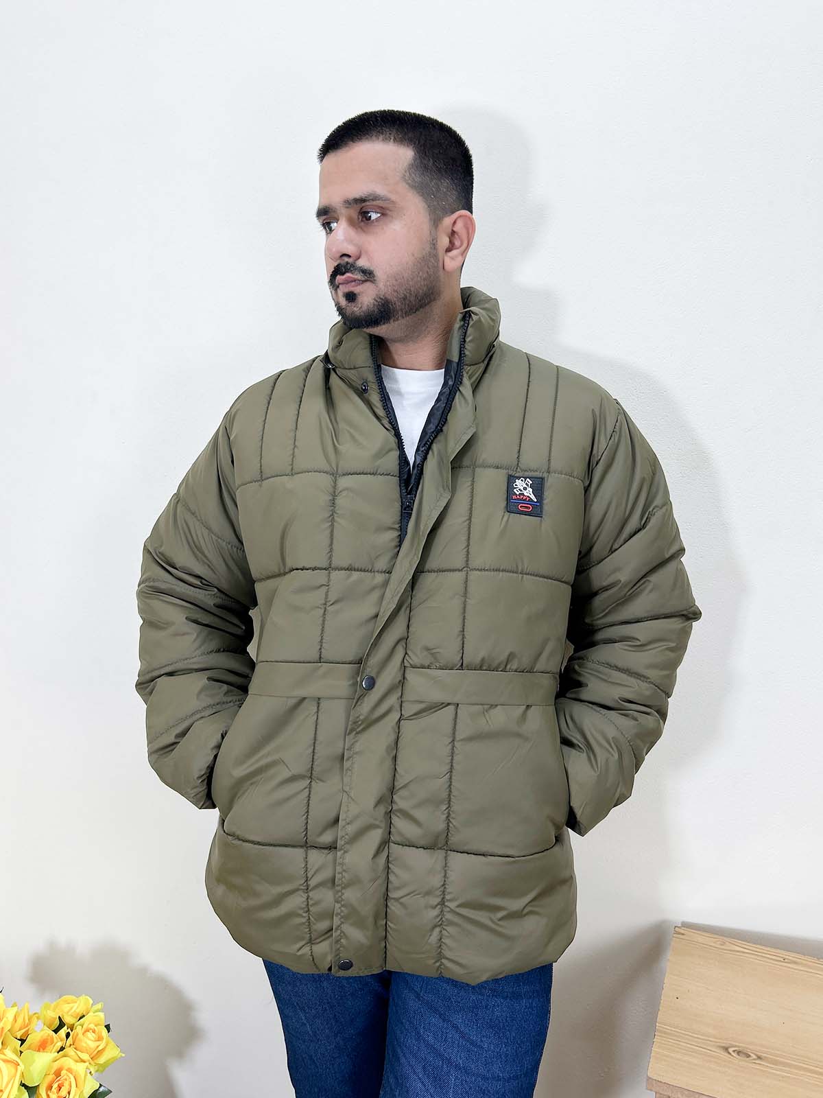 Olive Puffer Jacket For Men MJ28