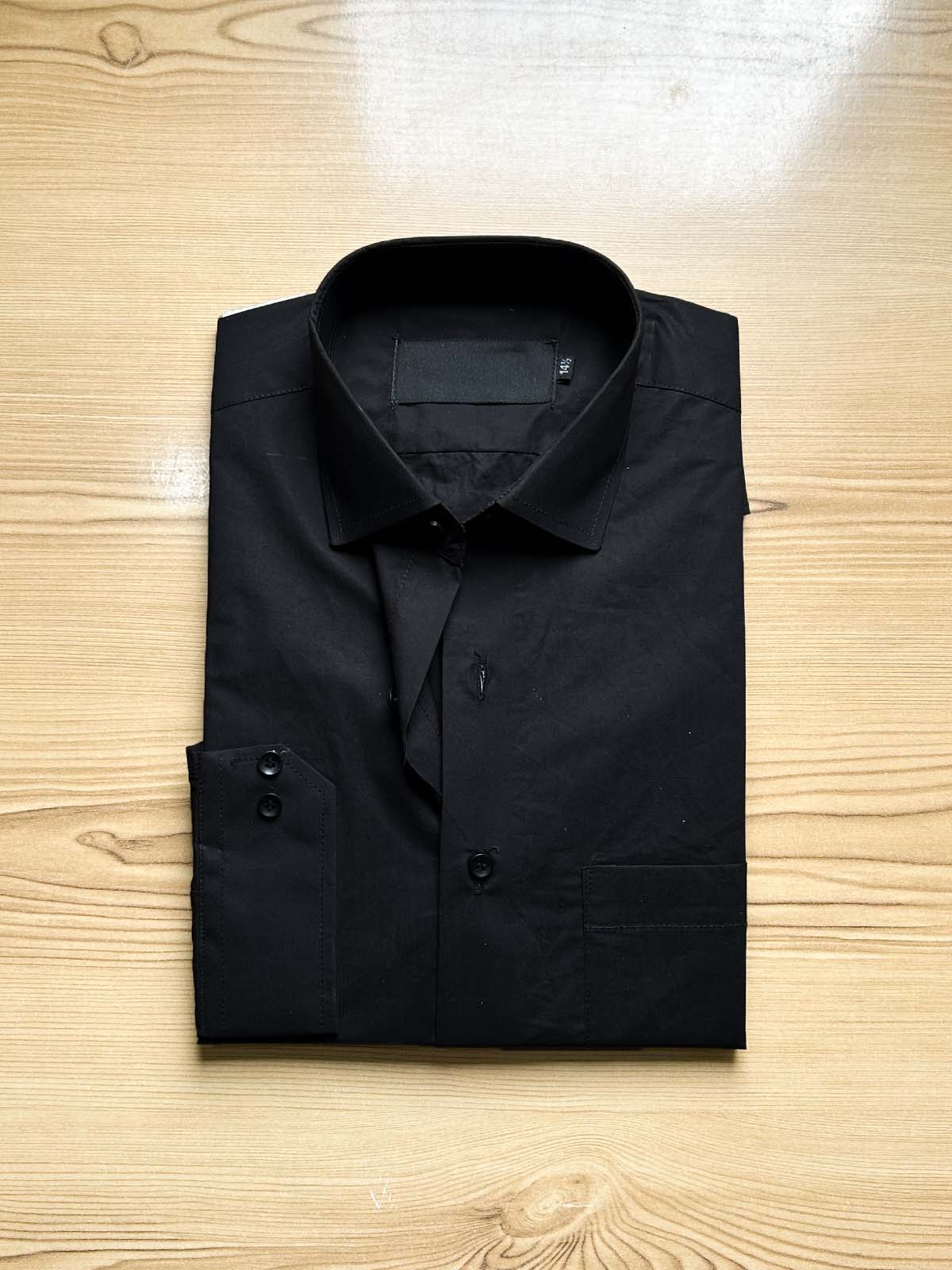 Black Premium Cotton Plain Formal Dress Shirt For Men MFS474