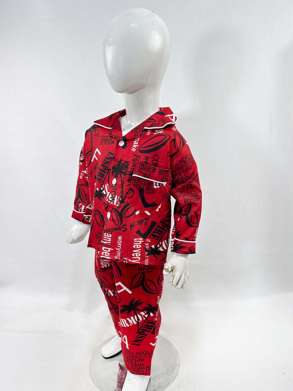 1Yrs - 5Yrs Red Cotton Night Suit For Kids NG BNS25