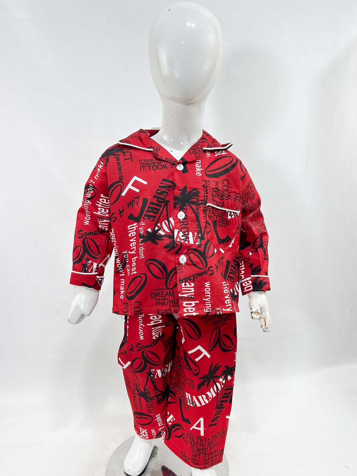 1Yrs - 5Yrs Red Cotton Night Suit For Kids NG BNS25