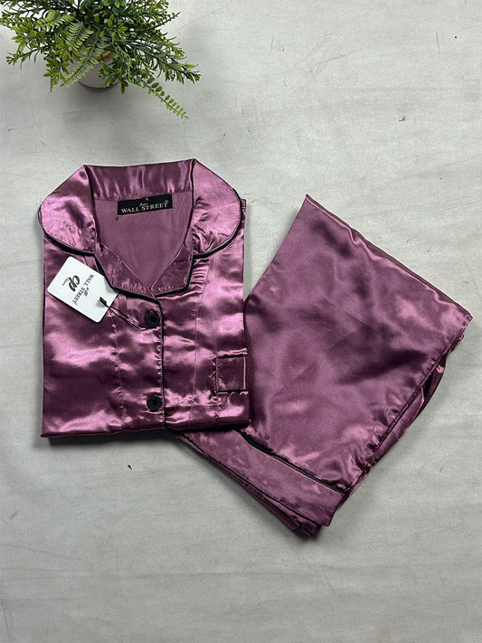 Dusky Purple Silk Night Suit For Womens/Girls WNS68