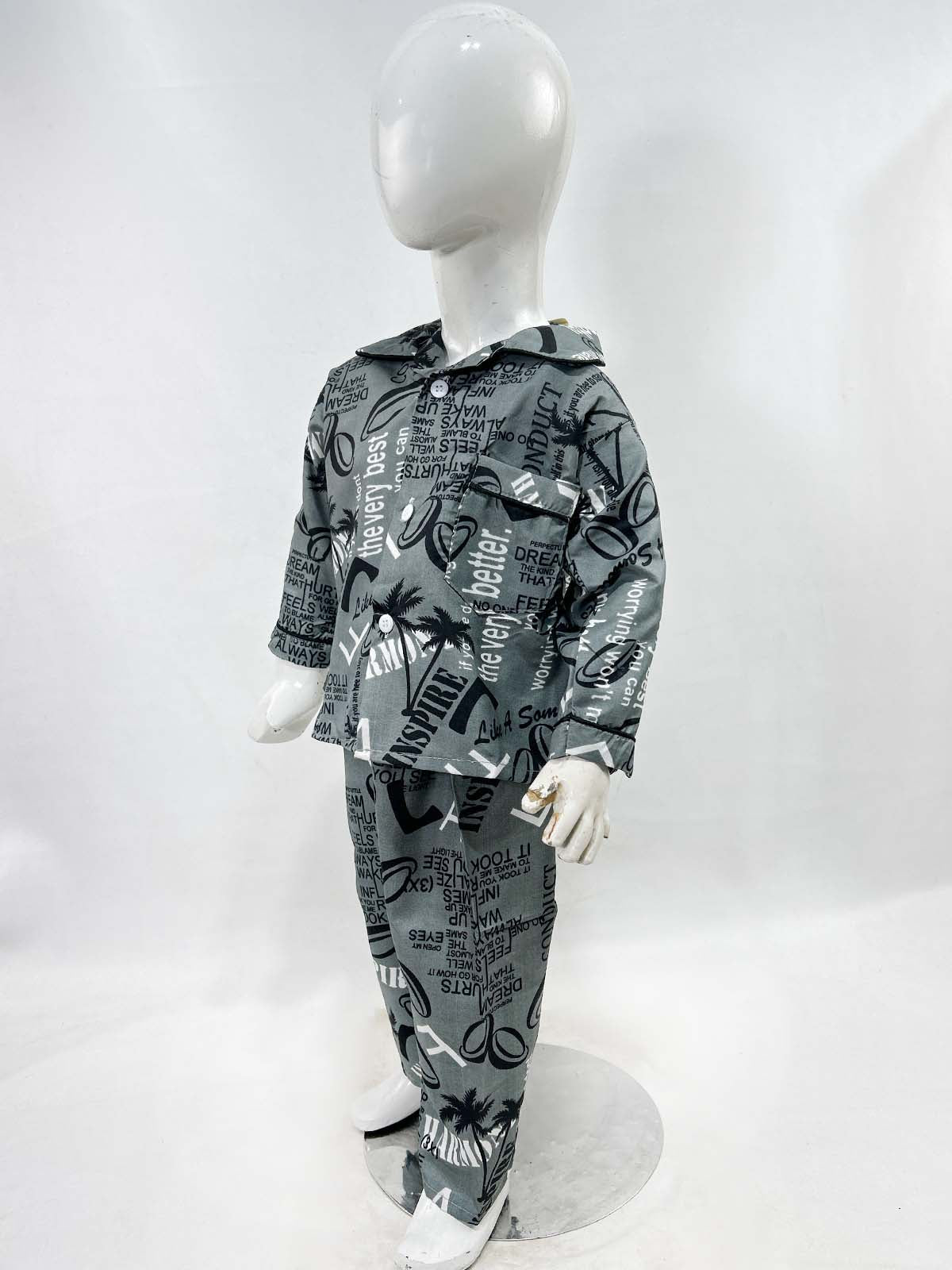 1Yrs - 5Yrs Grey Cotton Night Suit For Kids NG BNS26