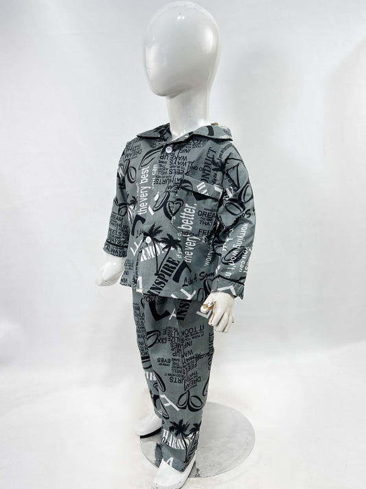 1Yrs - 5Yrs Grey Cotton Night Suit For Kids NG BNS26