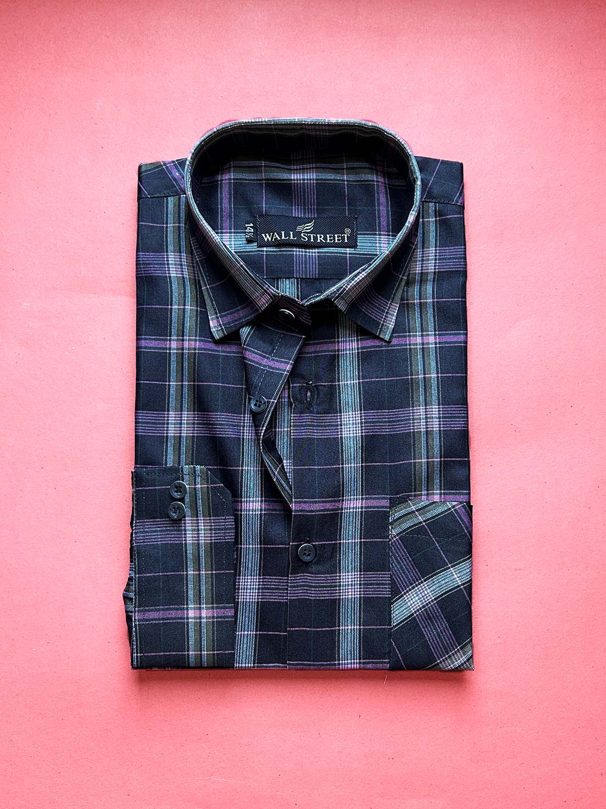 P Black Checks Formal Dress Shirt For Men MFS471