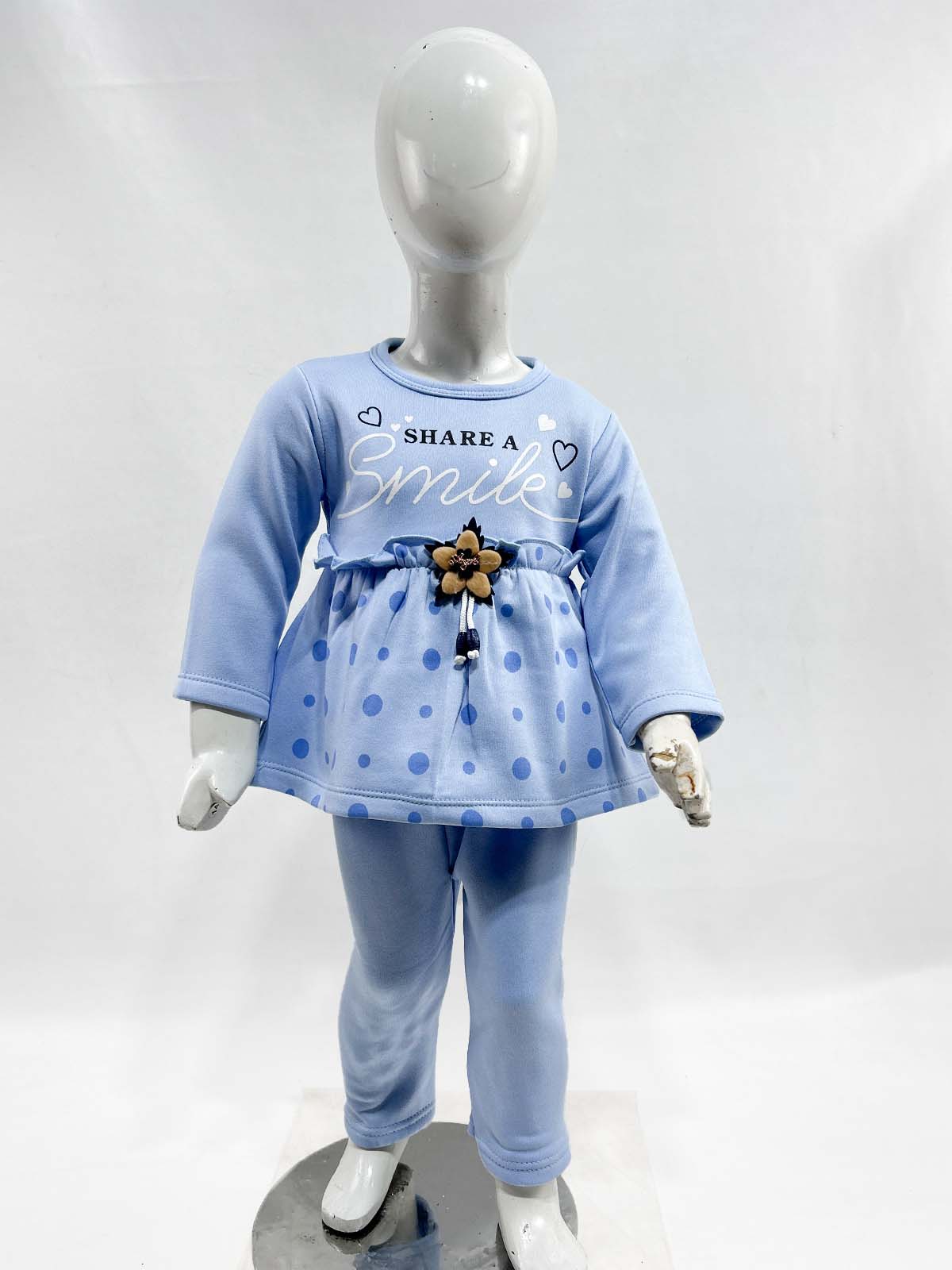 1Yr - 4Yrs Fleece Smile Blue Suit For Girls SF GS319