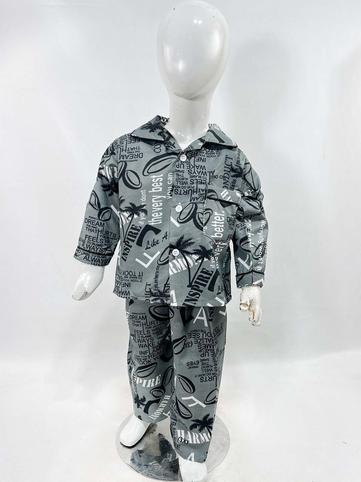 1Yrs - 5Yrs Grey Cotton Night Suit For Kids NG BNS26