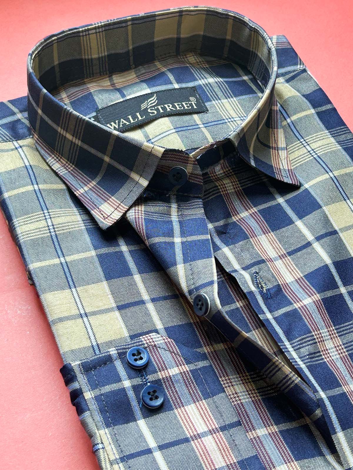 B Beige Checks Formal Dress Shirt For Men MFS470