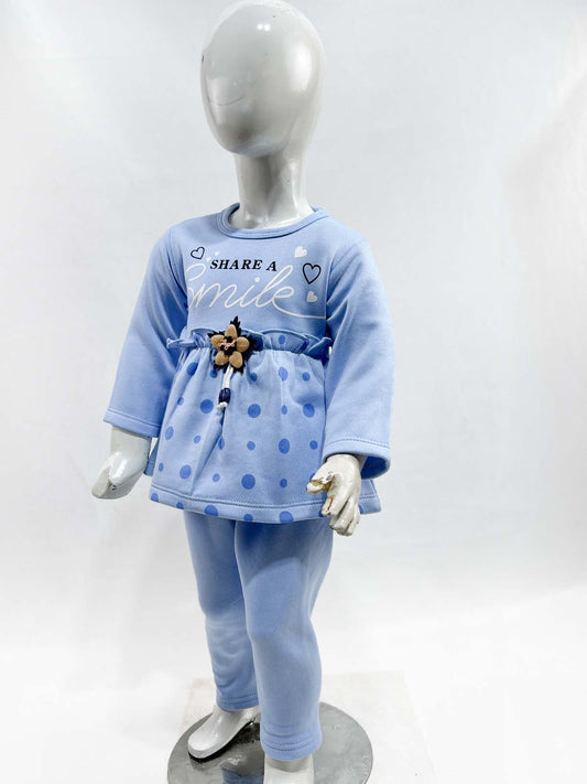 1Yr - 4Yrs Fleece Smile Blue Suit For Girls SF GS319