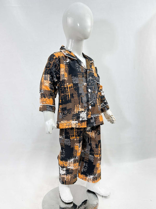 1Yrs - 5Yrs Orange Cotton Night Suit For Kids NG BNS27
