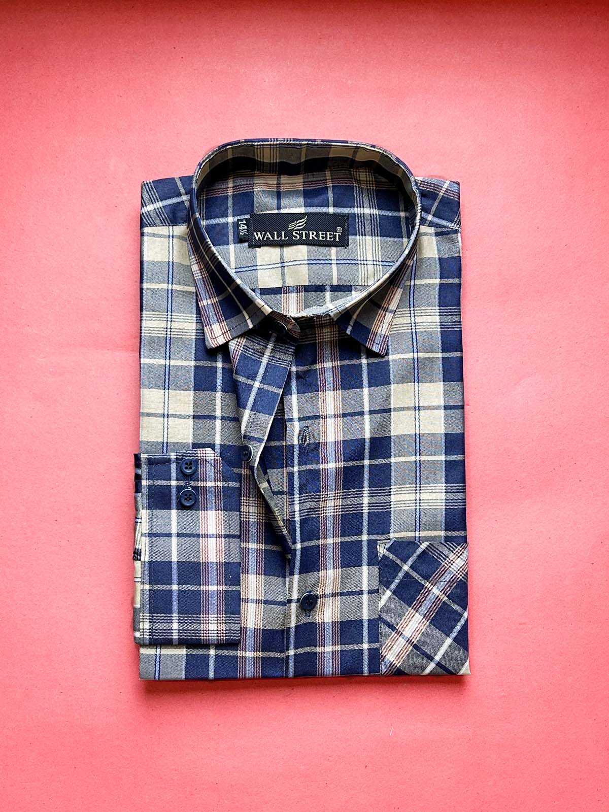 B Beige Checks Formal Dress Shirt For Men MFS470
