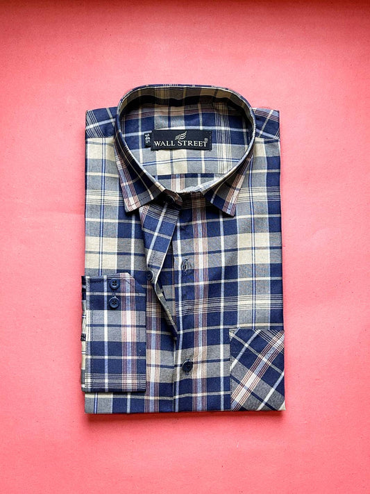 B Beige Checks Formal Dress Shirt For Men MFS470