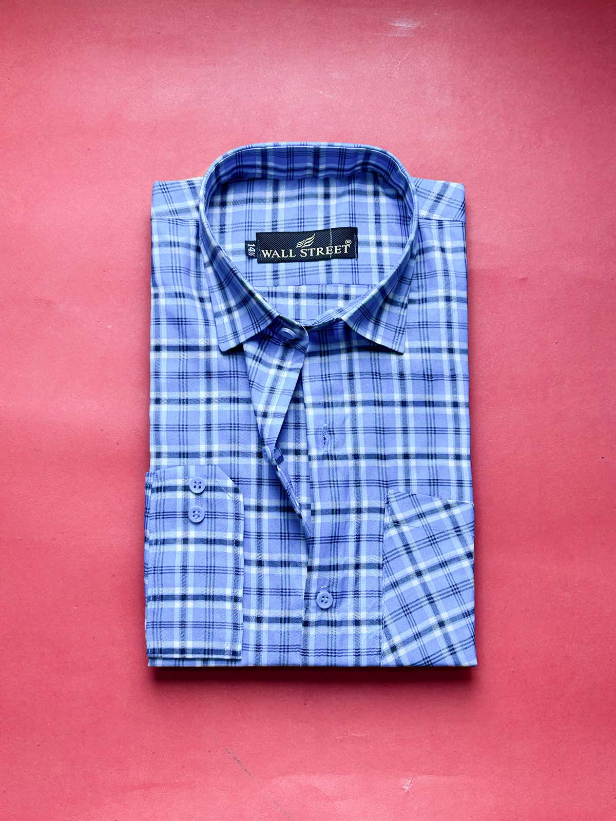 Blue Checks Formal Dress Shirt For Men MFS469