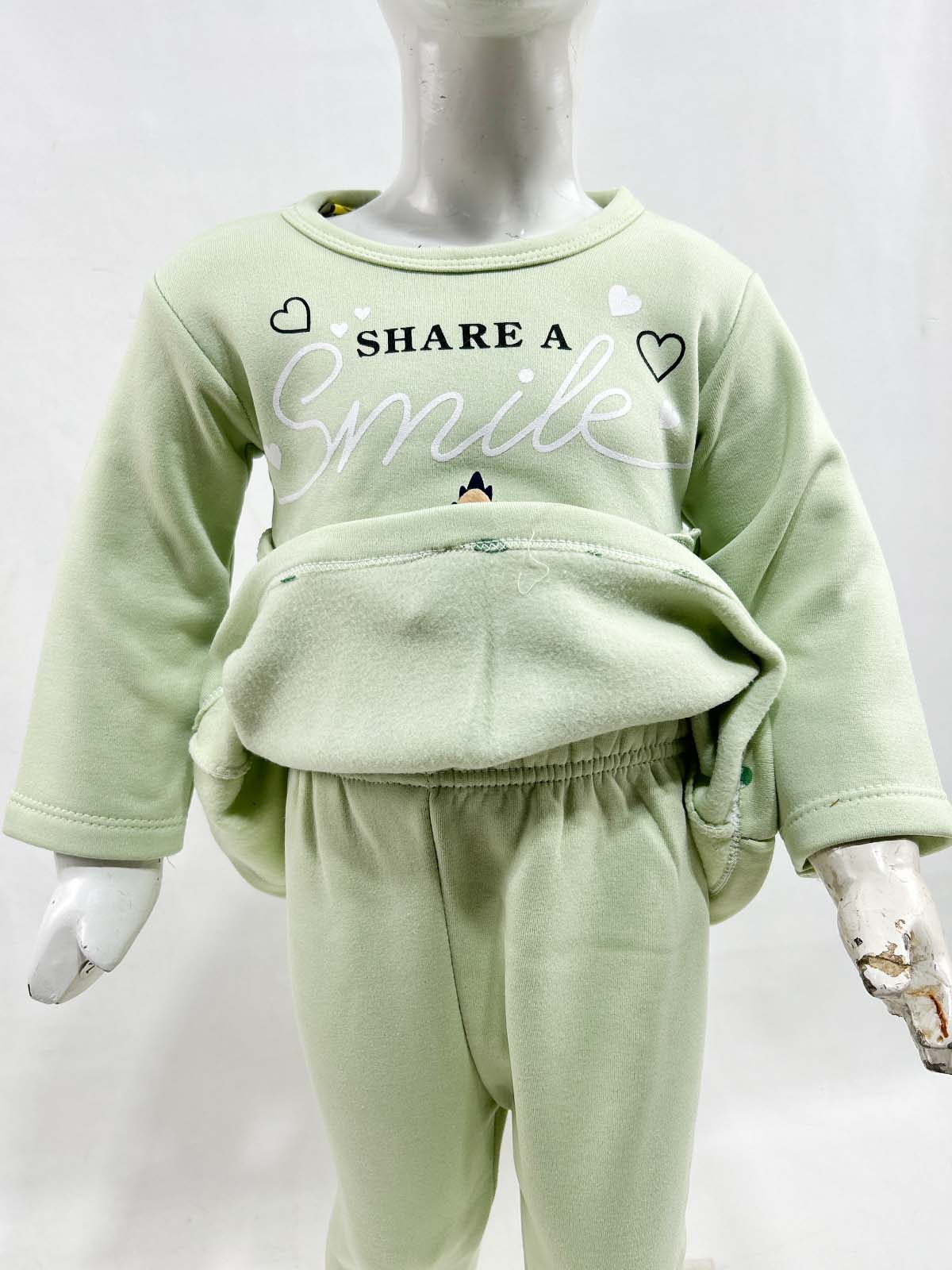 1Yr - 4Yrs Fleece Smile Green Suit For Girls SF GS320