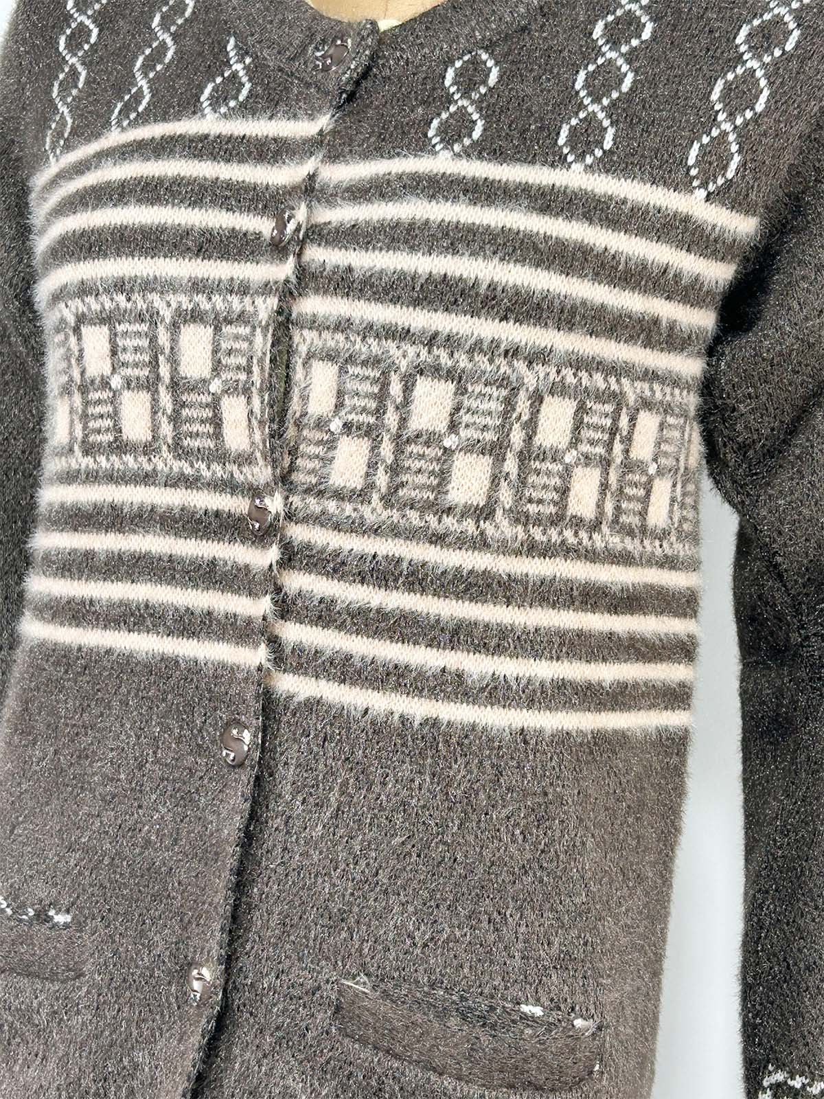 Wood Brown Rabbit Wool Full Sleeves Sweater For Women WSW87