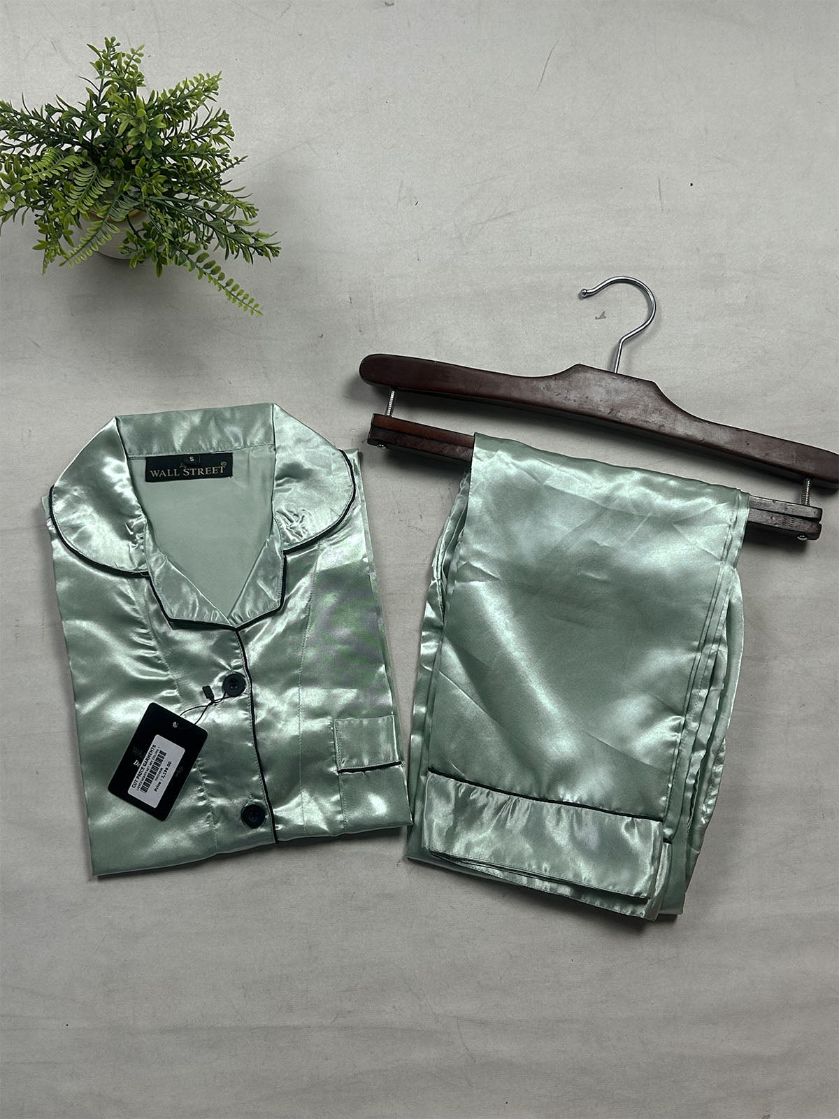 Spanish Green Silk Night Suit For Womens/Girls WNS71