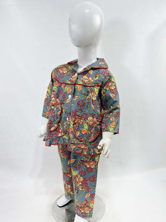 1Yrs - 5Yrs Grey Cotton Night Suit For Girls NG GNS22
