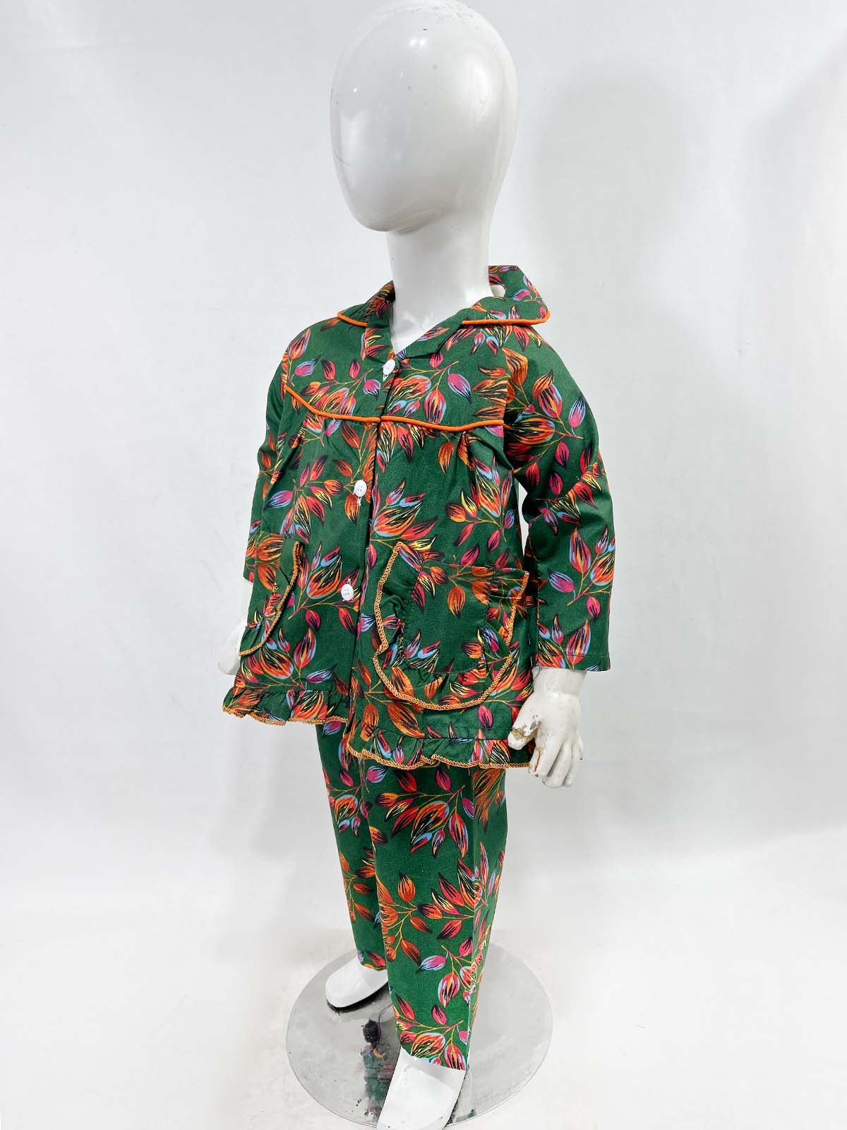 1Yrs - 5Yrs Green Cotton Night Suit For Girls NG GNS24