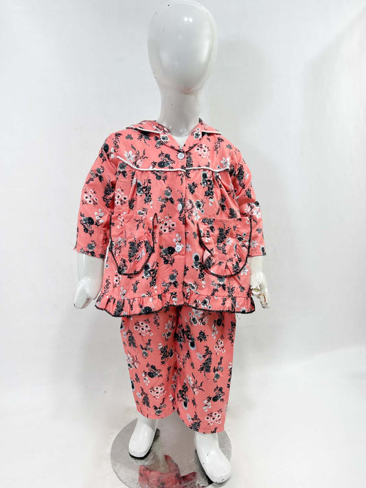1Yrs - 5Yrs Pink Cotton Night Suit For Girls NG GNS27