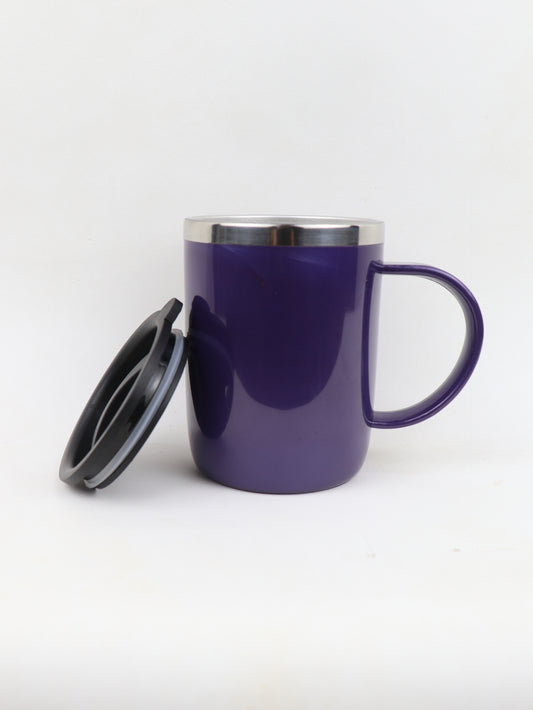 Purple Stainless Steel Coffee Mug With Cap - 400ML CM19