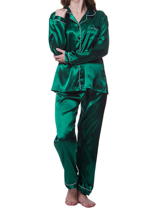 Sea Green Plain Silk Night Suit For Women/Girls WNS38