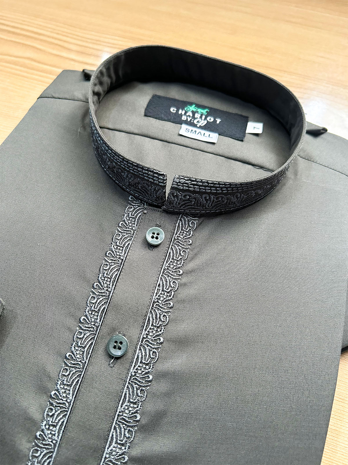41 MSK558 Dark Green Embroidered Stitched Sherwani Collar Shalwar Kameez for Men