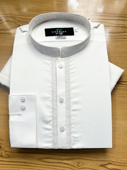 41 MSK559 Off White Embroidered Stitched Sherwani Collar Shalwar Kameez for Men