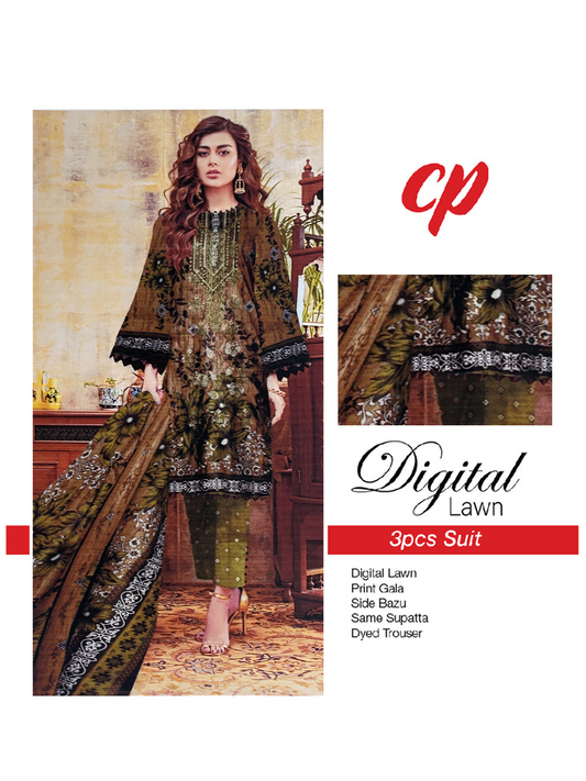 3Pcs Unstitched Digital Lawn Suit For Women WU153