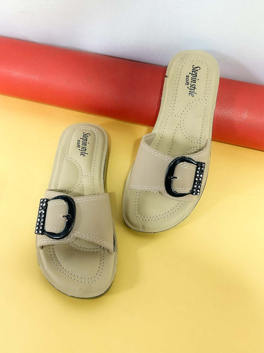 Beige Casual Slipper for Women WS59