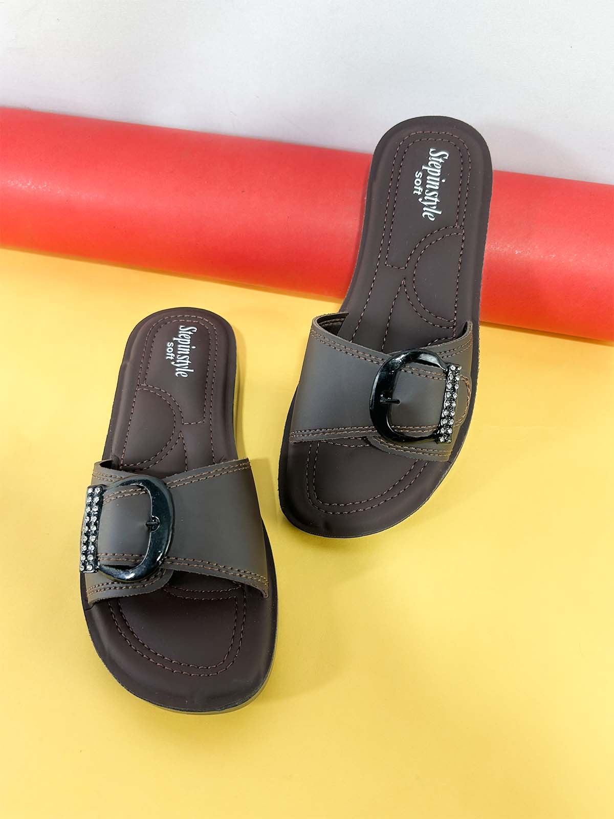 Dark Brown Casual Slipper for Women WS60