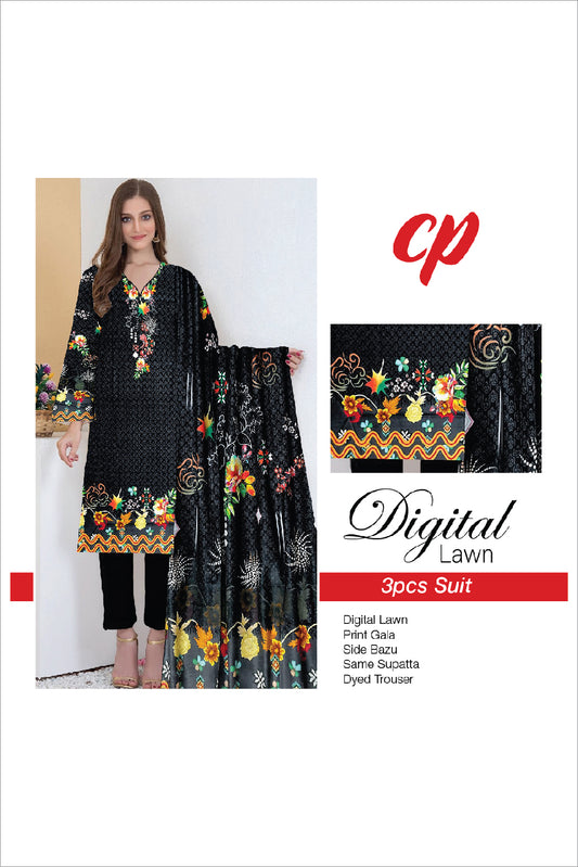 3Pcs Unstitched Digital Lawn Suit For Women WU117