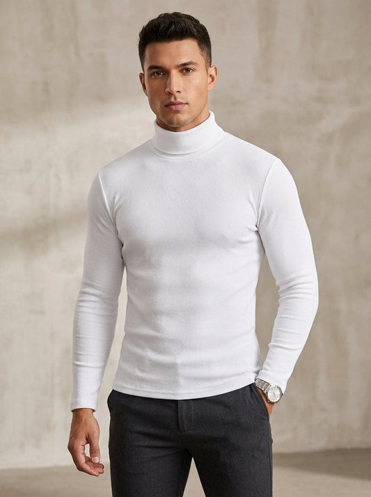 Men's Plain Neel White High Neck MHN21