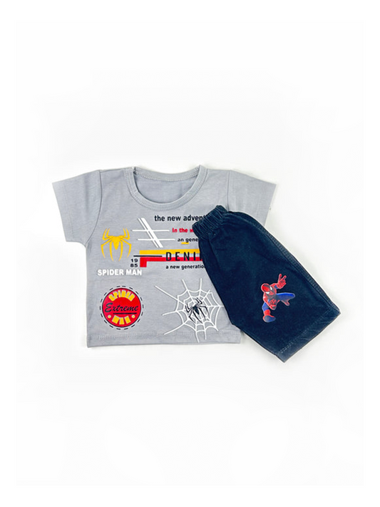 3Mth - 9Mth Spider Man Light Grey Baba Suit For Newborns RZ NBS502
