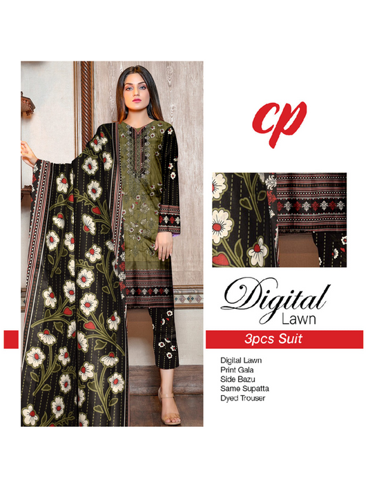 3Pcs Unstitched Digital Lawn Suit For Women WU147