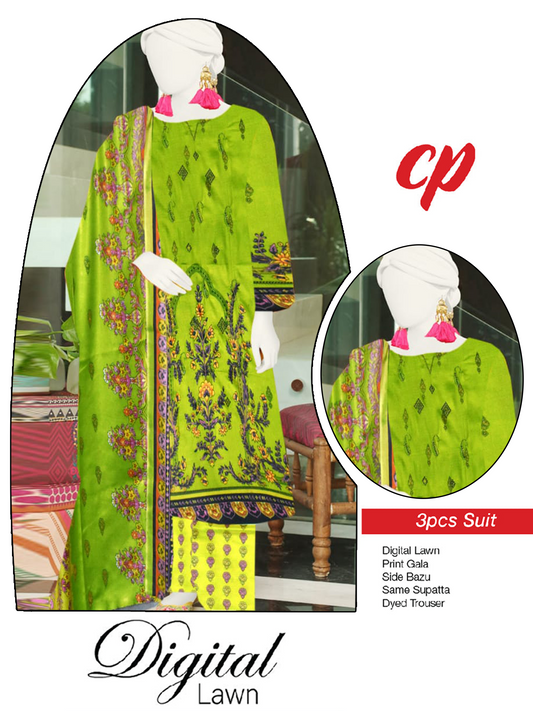3Pcs Unstitched Digital Lawn Suit For Women WU125