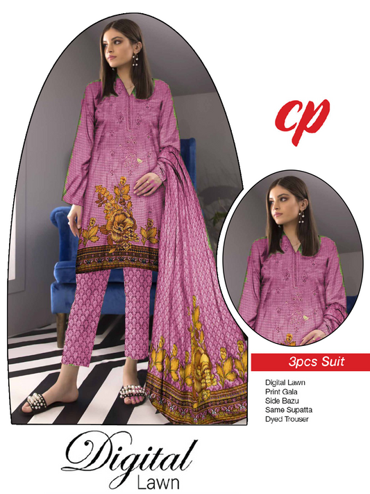 3Pcs Unstitched Digital Lawn Suit For Women WU121