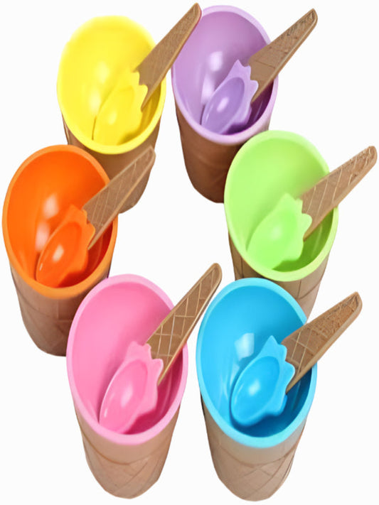 Children Ice Cream Bowl Ice Plastic Single Layer Solid Color Cream Cup