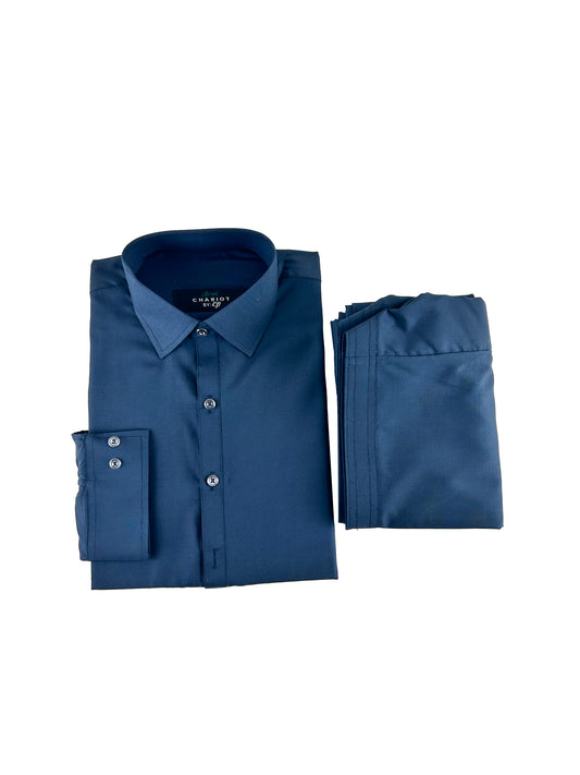 761-2 Navy Blue Stitched Suit Kameez Shalwar For Men MSK162