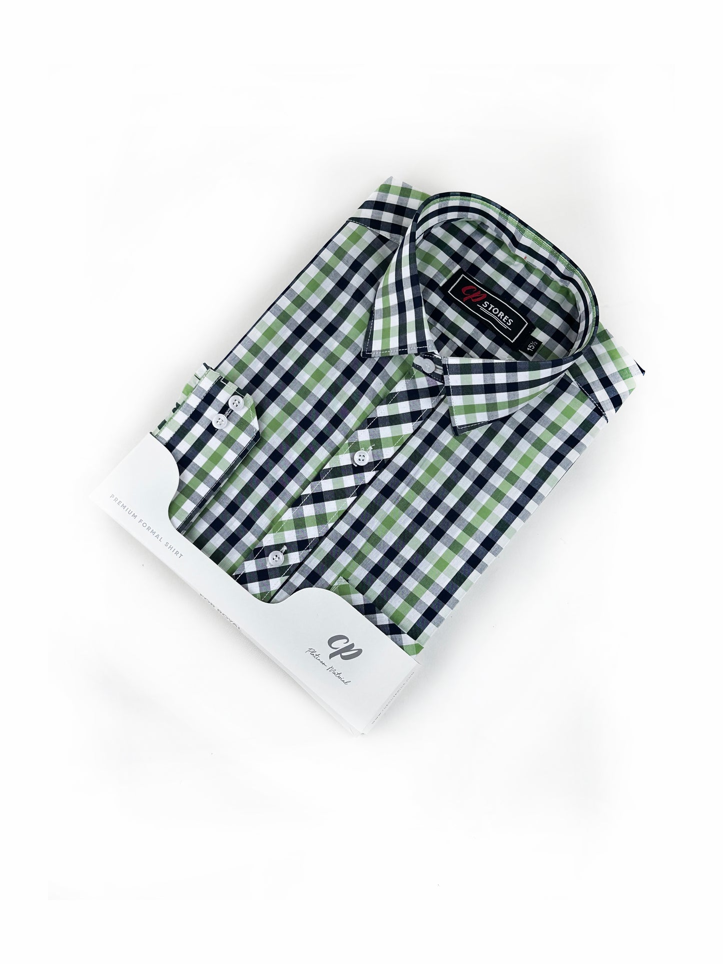 Green B Checks Formal Dress Shirt For Men MFS272