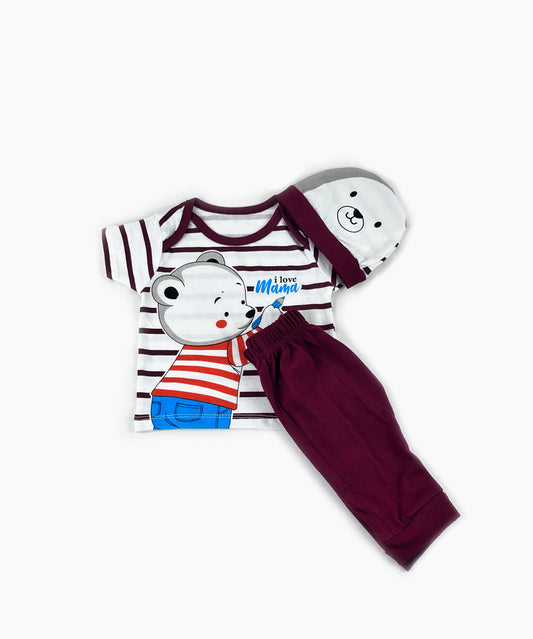 3Mth - 9Mth Little Artist Dark Maroon Baba Suit For Newborns UG NBS509