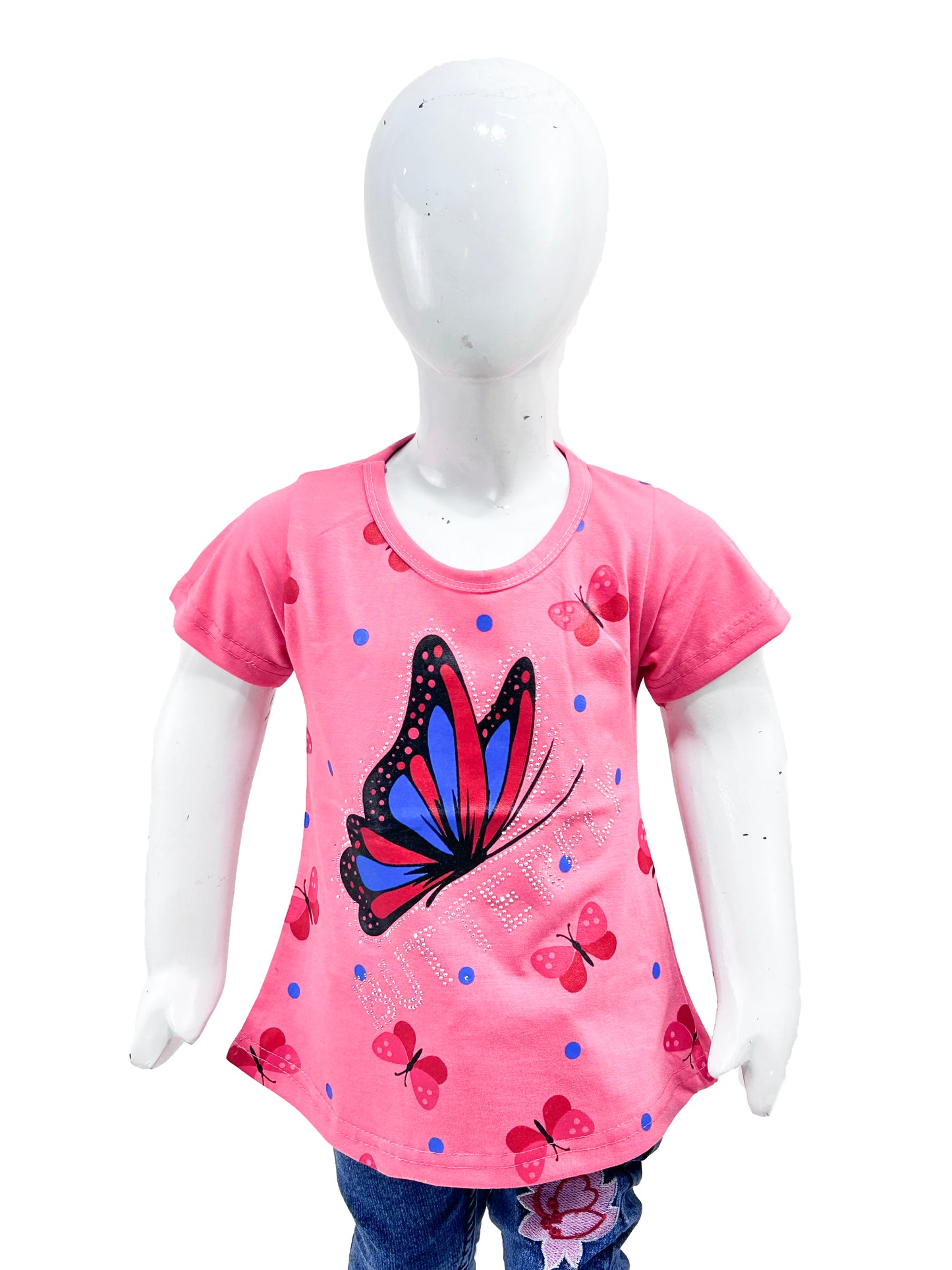 2.5Yrs - 7Yrs TB  Pink Butterfly T-Shirt For Girls  GTS56