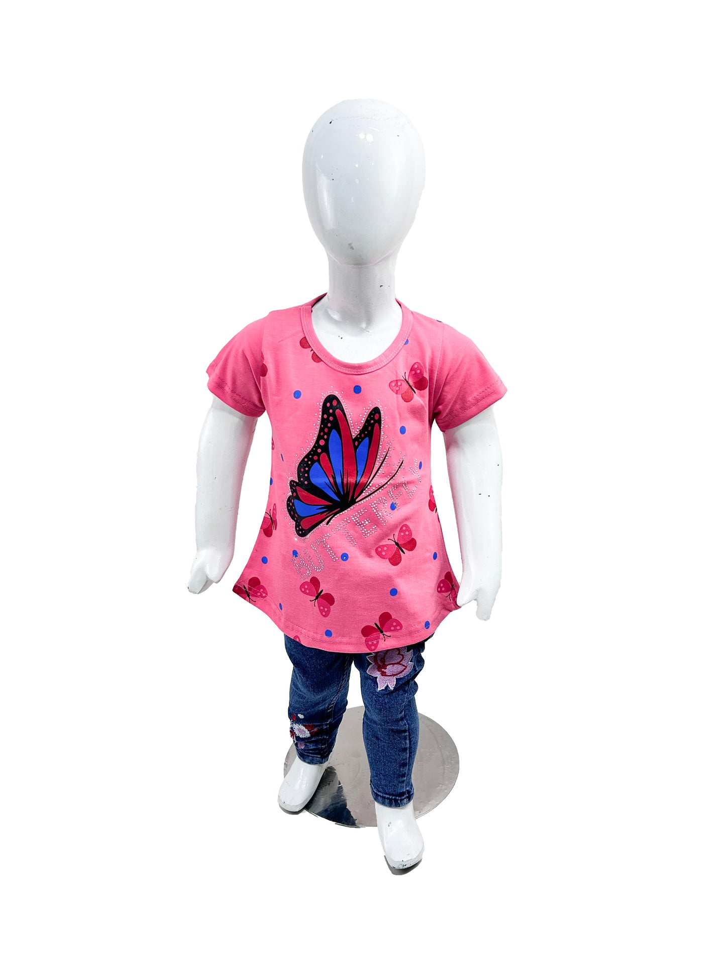 2.5Yrs - 7Yrs TB  Pink Butterfly T-Shirt For Girls  GTS56
