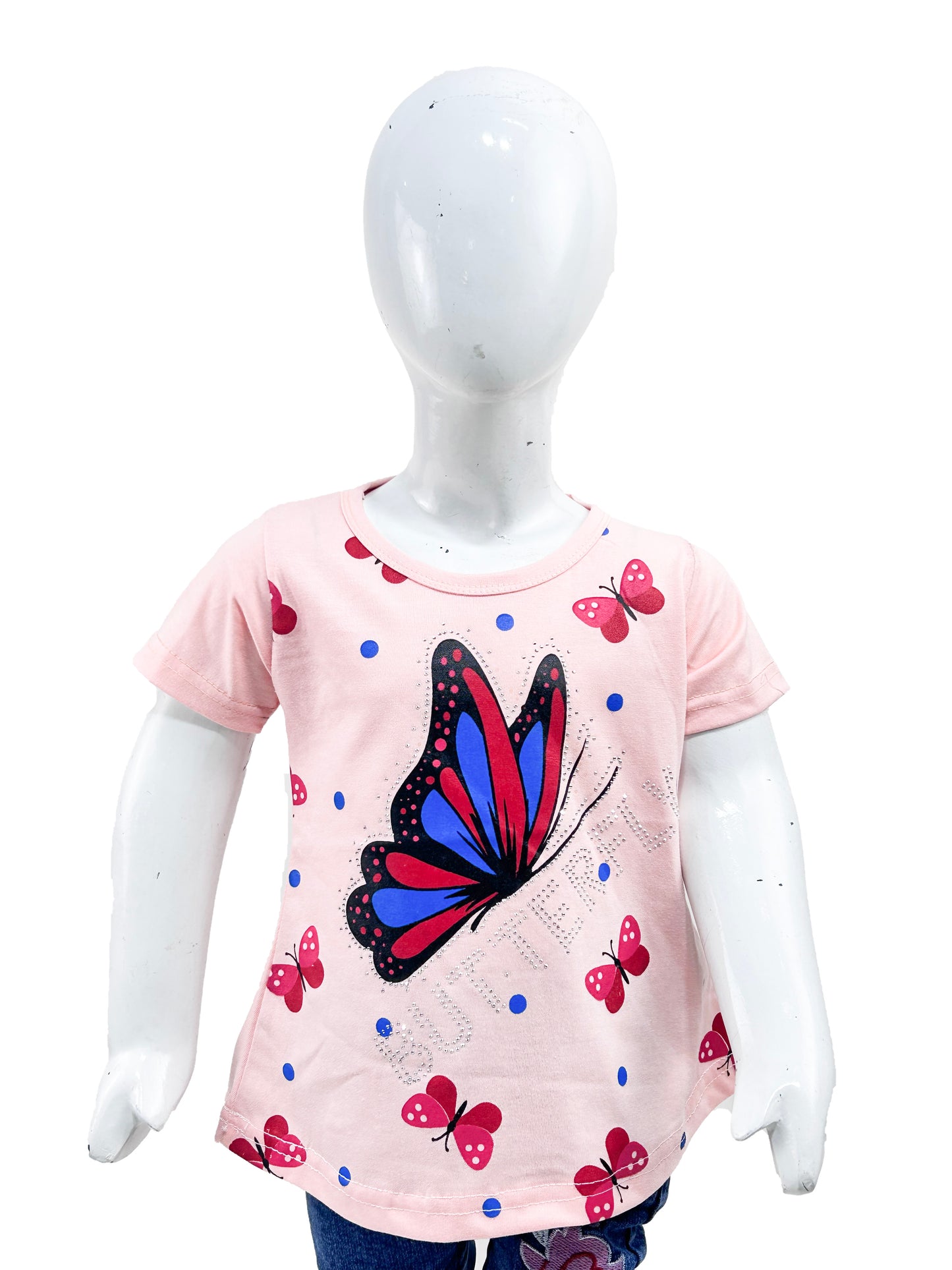 2.5Yrs - 7Yrs TB Butterfly  Light Peach T-Shirt For Girls  GTS57